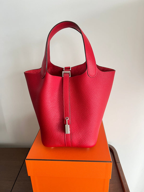Hermès Picotin 18cm Rouge Casaque PHW