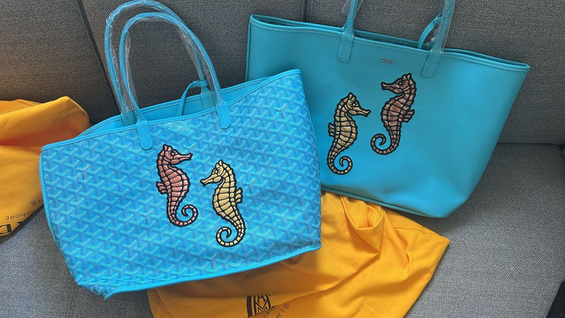Goyard Anjou PM Seahorse Embroidery Bag (Turquoise)