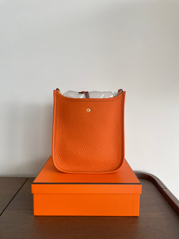 Hermès Mini Evelyne 16 Leather Bag Orange Clemence Gold Hardware