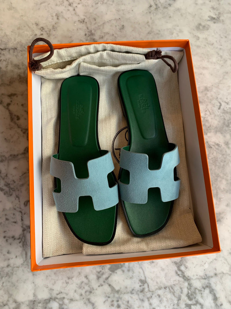 Hermès Oran Sandals (Vert D'eau)