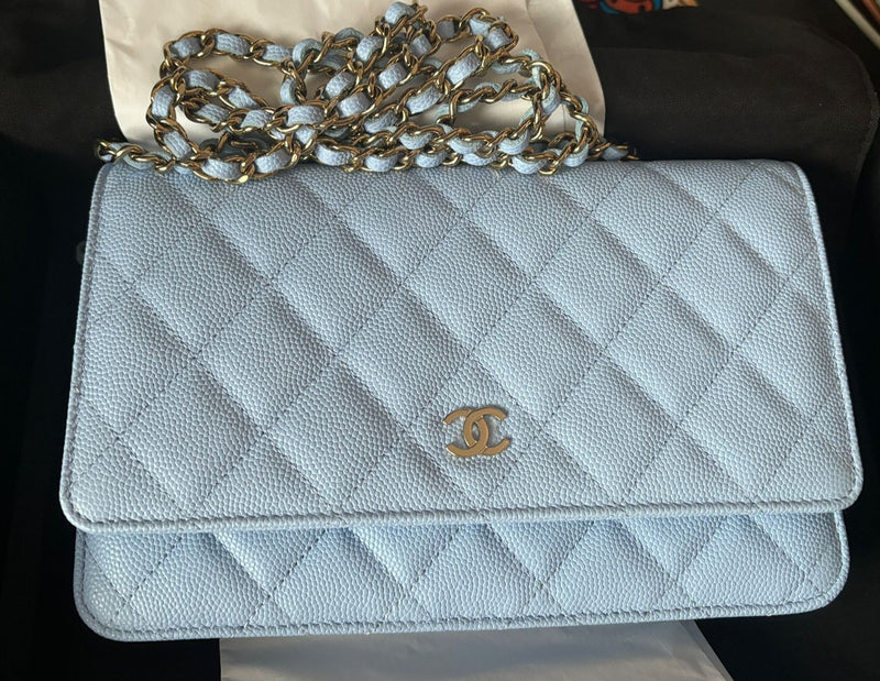 Chanel Wallet On Chain WOC Caviar Leather (Baby Blue)