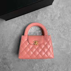 Chanel Kelly Shopping Bag Shiny Aged Calfskin & Gold Hardware Coral Pink (Mini)