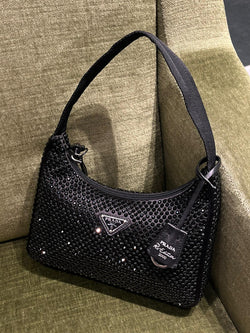 Prada Satin Bag With Crystals (Full Black)