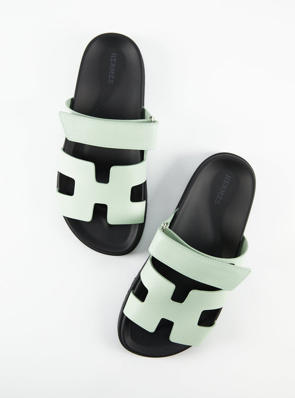 Hermès Chypre Sandals Epsom (Vert Jade)