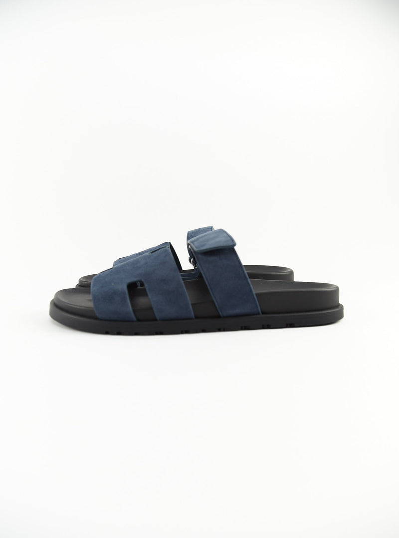 Hermès Chypre Suede Sandals (Blue)