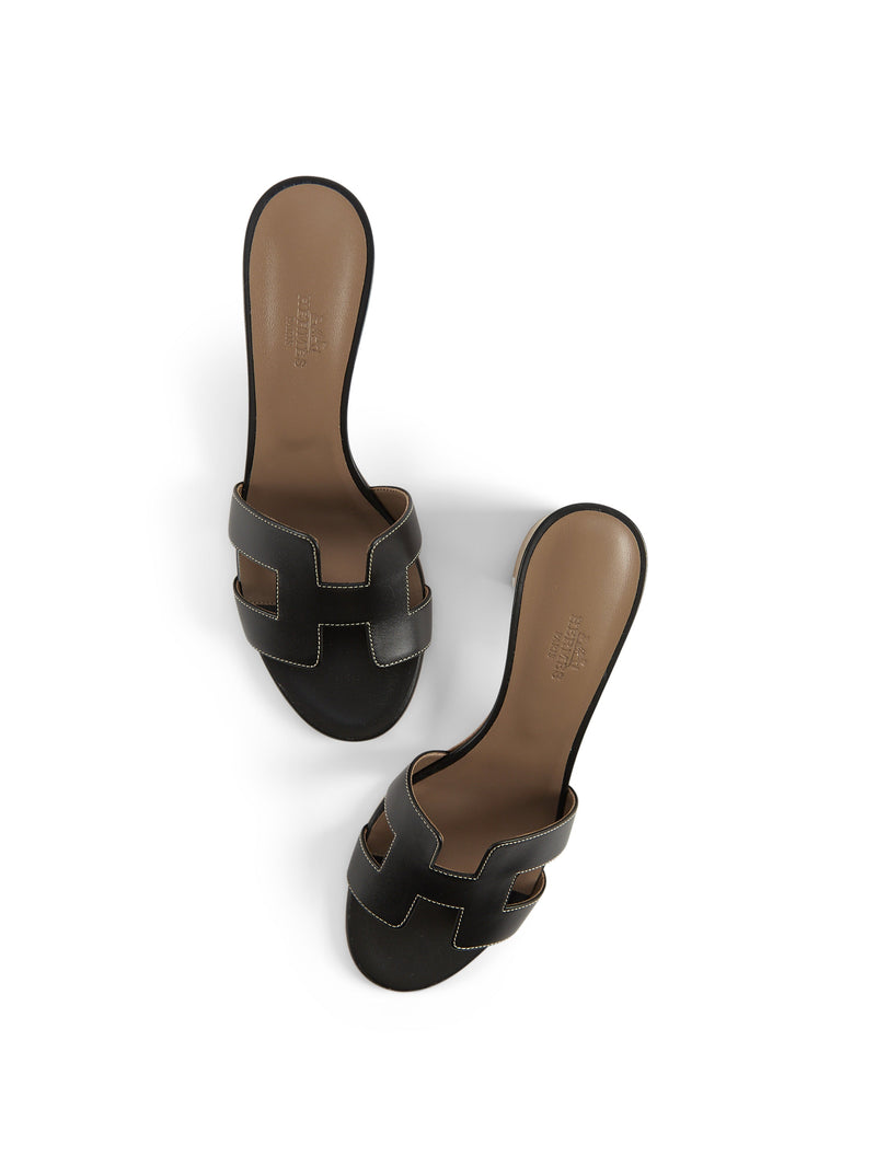 Hermès Oasis Leather Sandals (Black)