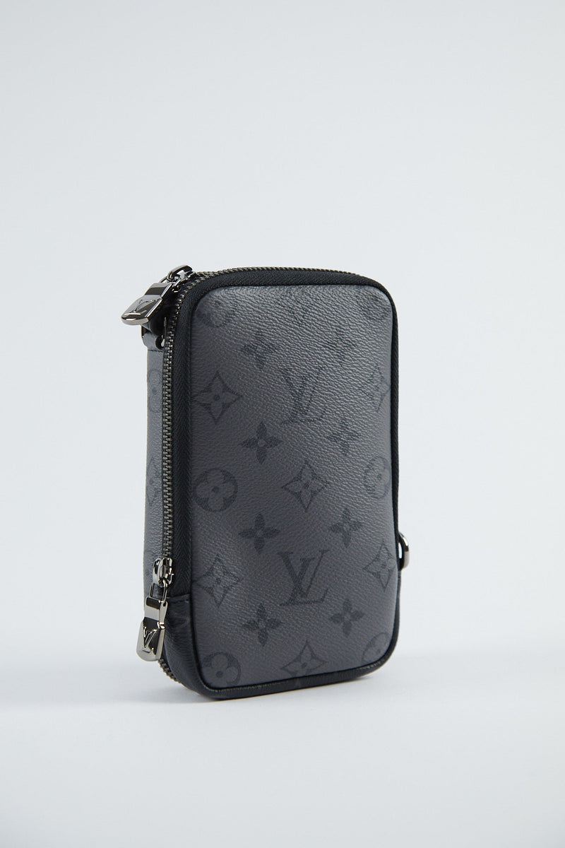 Louis Vuitton Black Leather and Black/Grey Terry Fabric Luxembourg