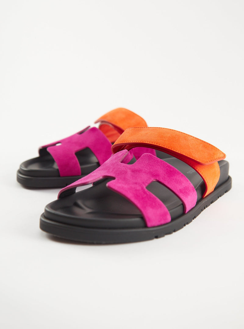 Hermès Chypre Sandals (Rose Chapas / Orange Synthétique)