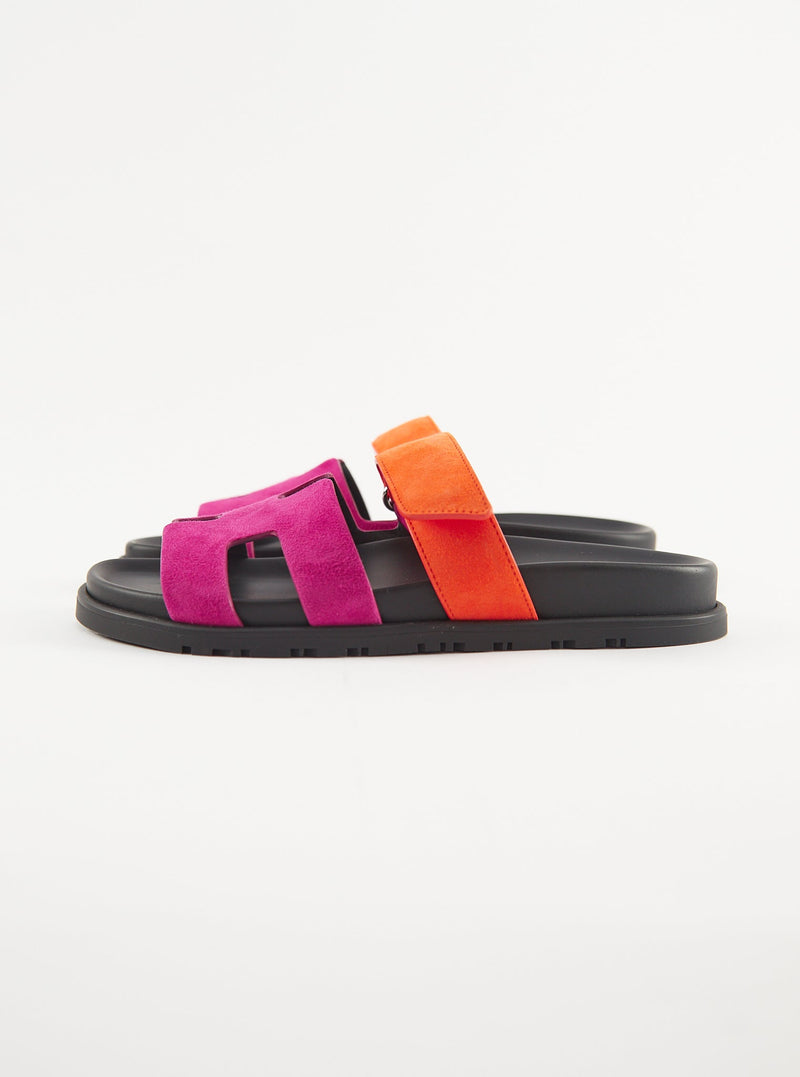 Hermès Chypre Sandals (Rose Chapas / Orange Synthétique)