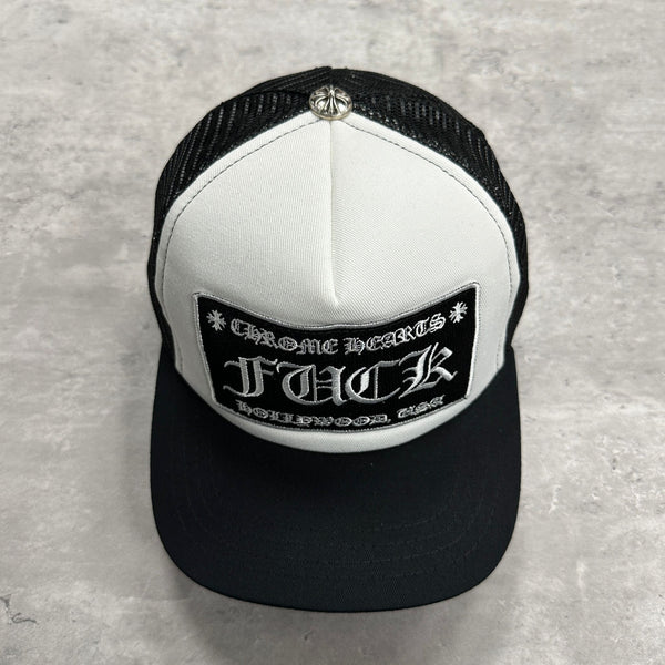 Chrome Hearts F U C K Hollywood Trucker Cap (White/Black) – The Luxury ...