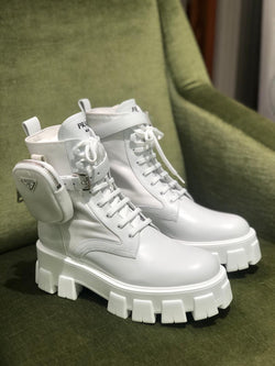 Prada Monolith Ankle Boots (White)