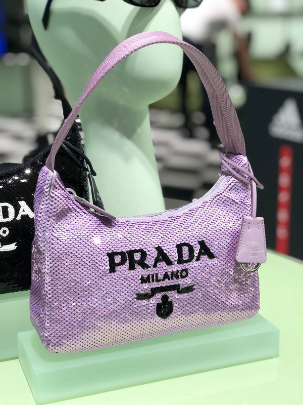 Prada Logo Sequin Re-Edition 2000 Bag (Lilac)