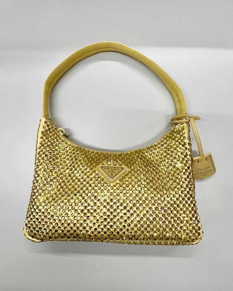 Prada Satin Bag With Crystals (Gold)