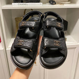 Chanel gold leather sandals - Gem