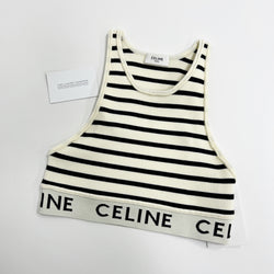 Celine Athletic Knit Striped Bra Top