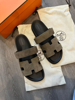 Hermès Chypre Sandals (Khaki/Black)