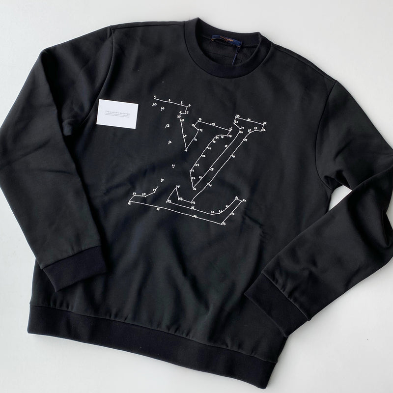 Louis Vuitton Stitch Print Embroidered Sweatshirt Black – The