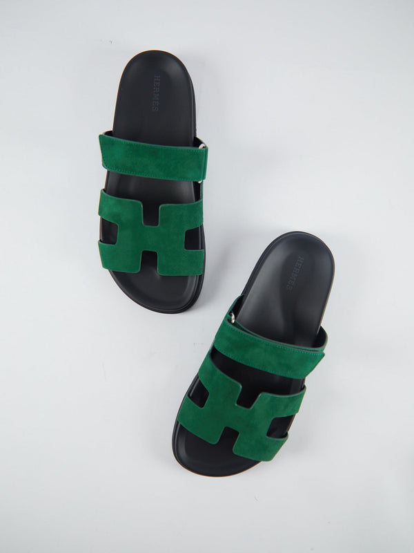 Hermès Chypre Sandals (Green Suede)