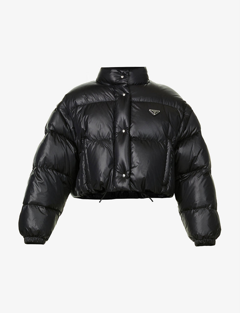 Prada Ciré Cropped Puffer Jacket Black (Detachable Sleeves)