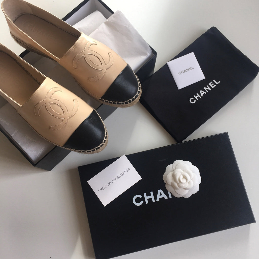 Chanel Leather Espadrille (Beige/Black)