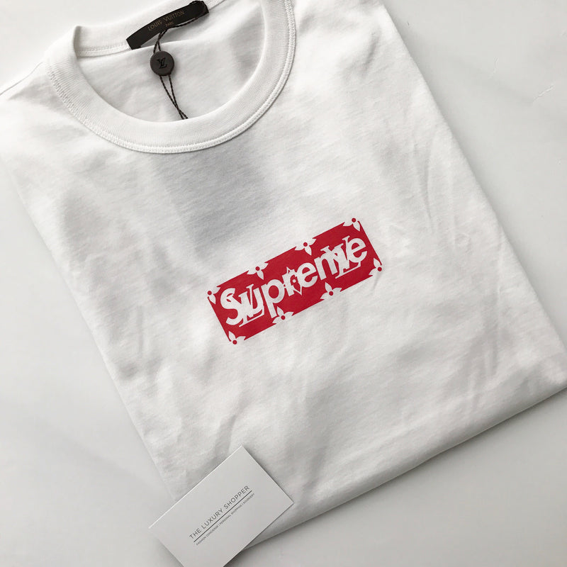 Fern kor Wings Louis Vuitton x Supreme Box Logo T Shirt White Red – The Luxury Shopper