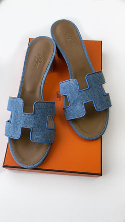 Hermès Oasis Denim Canvas Sandals