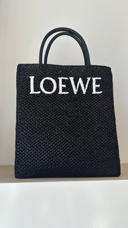 Loewe Raffia Logo Tote Bag (Black)