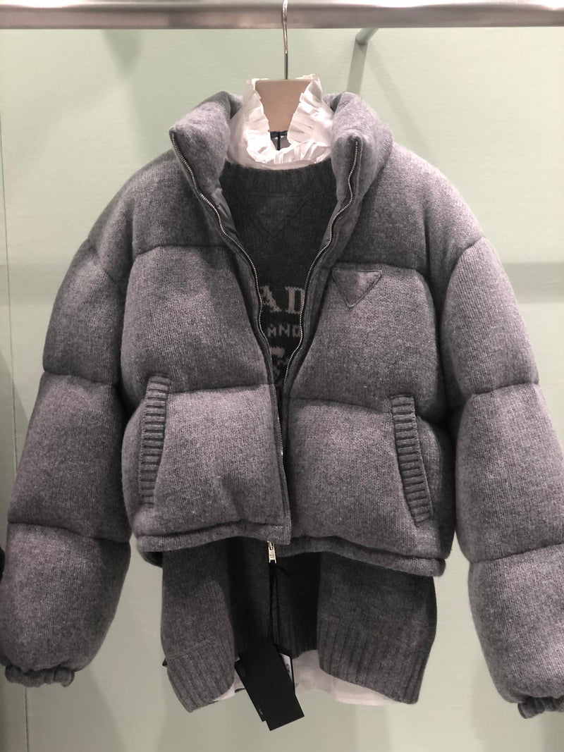 Prada Wool And Cashmere Puffer Jacket - Grey