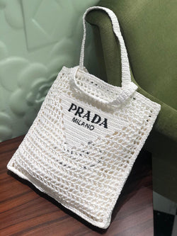 Prada Raffia Tote Bag (White)