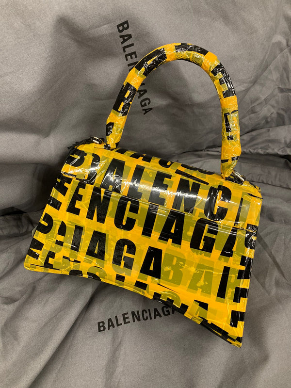 Balenciaga Tape Trimmed Small Hourglass Leather Bag