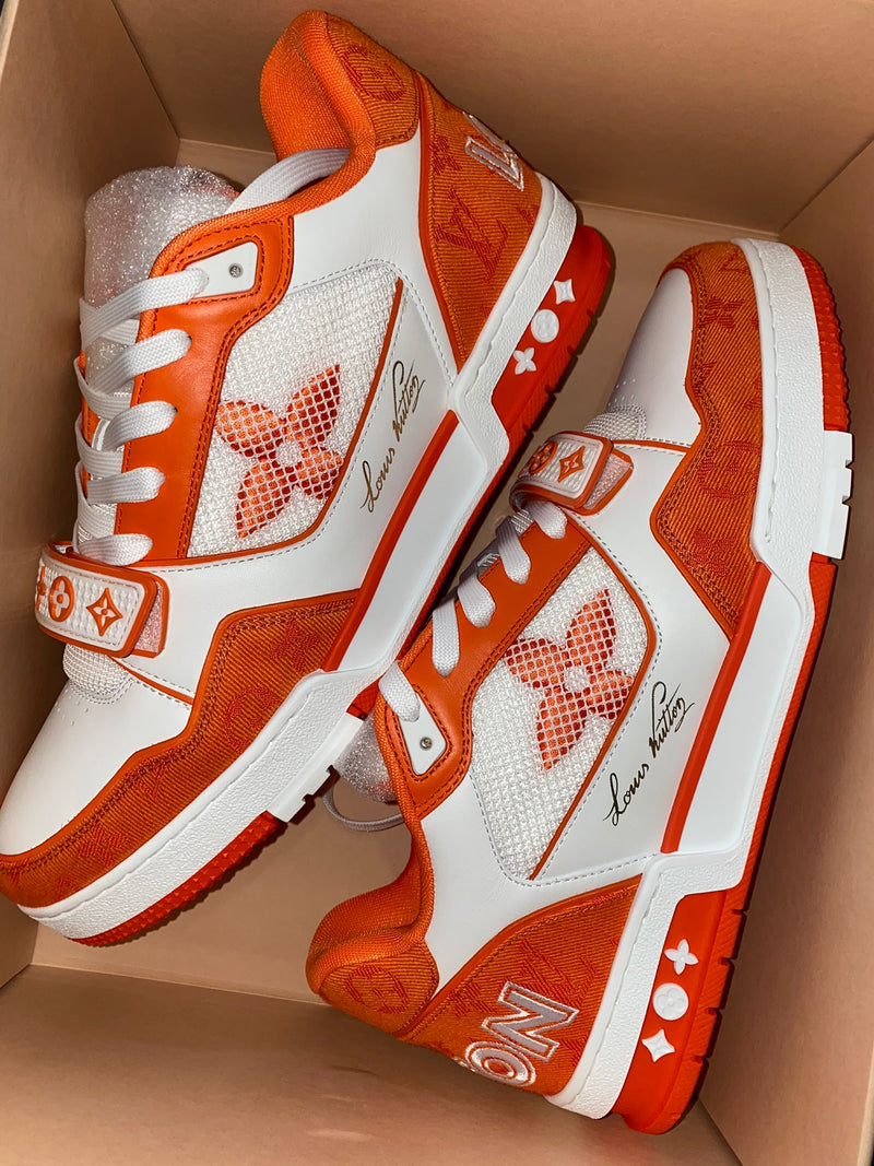 lv trainer sneaker orange