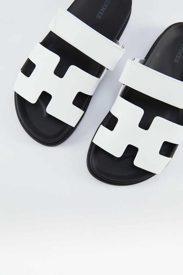 Hermès Chypre Sandals (White/Black)