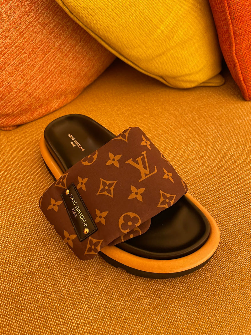 Louis Vuitton Cacao Brown Leather Monogram Pool Pillow Comfort