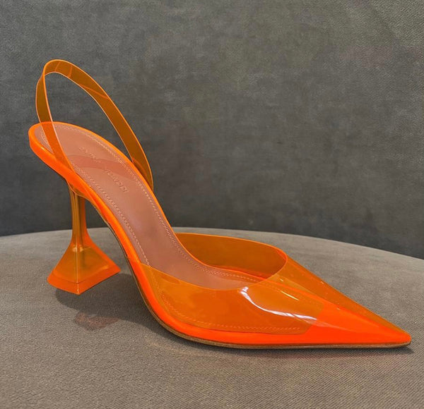 Amina Muaddi Holli PVC Orange Slingback Pumps – The Luxury Shopper