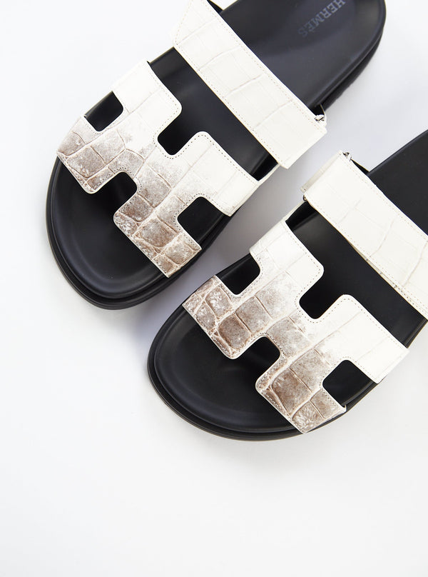 Hermès Chypre Sandals Himalaya Matte Crocodile Leather