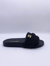Chanel Pearl & Lambskin Woven Mule Slides (Black) – The Luxury Shopper