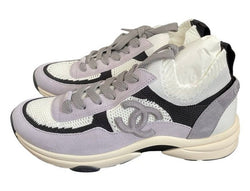 Chanel Fabric & Suede CC Sneakers (Lilac)