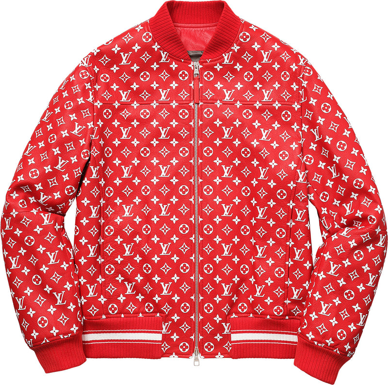 Louis Vuitton X Supreme Leather Baseball Bomber Jacket Red – The