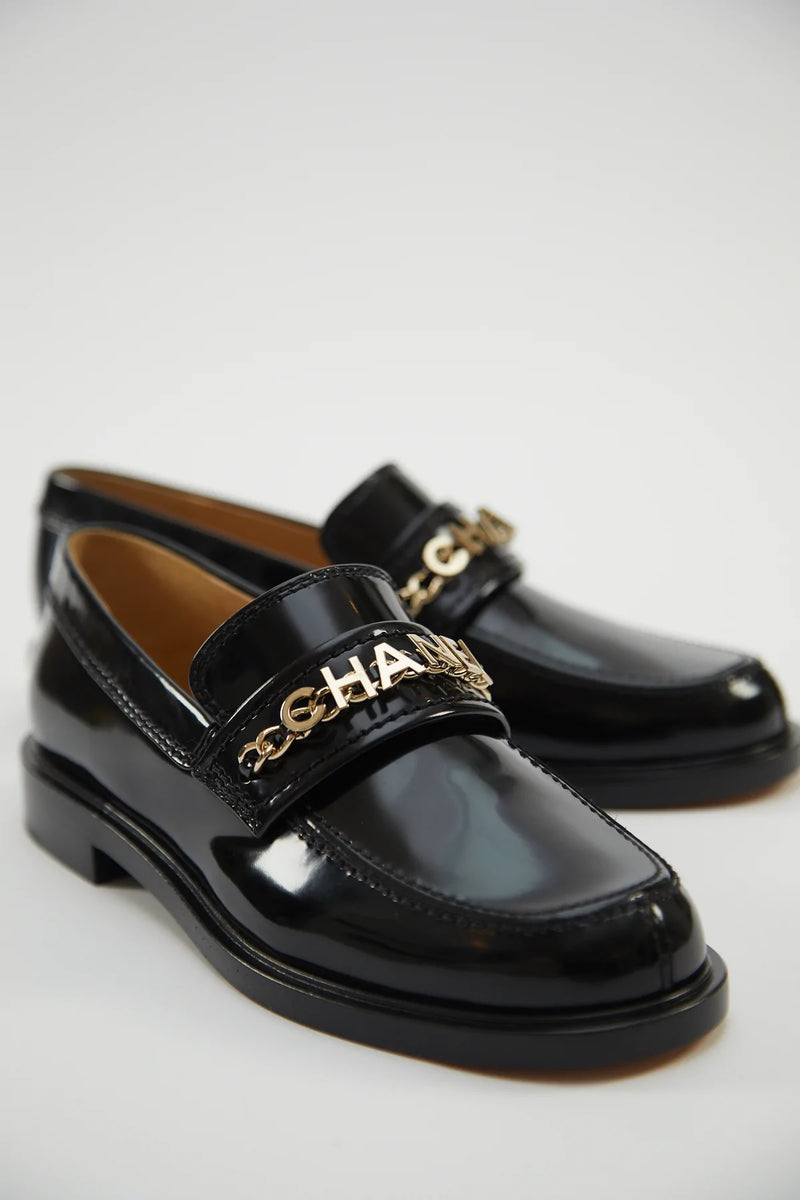 Chanel Shiny Patent Calfskin Loafers GHW (Black)