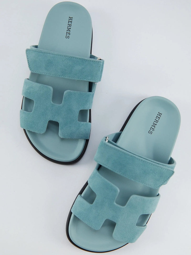 Hermès Chypre Sandals Suede (Vert D’eau)